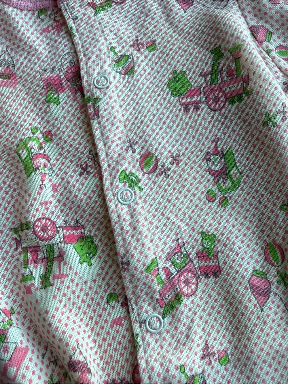 Vintage Carter’s Pink and Green Zoo Print Baby Footed Pajamas
